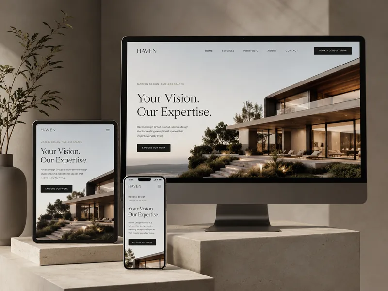 Custom business website shown across desktop, tablet, and mobile devices